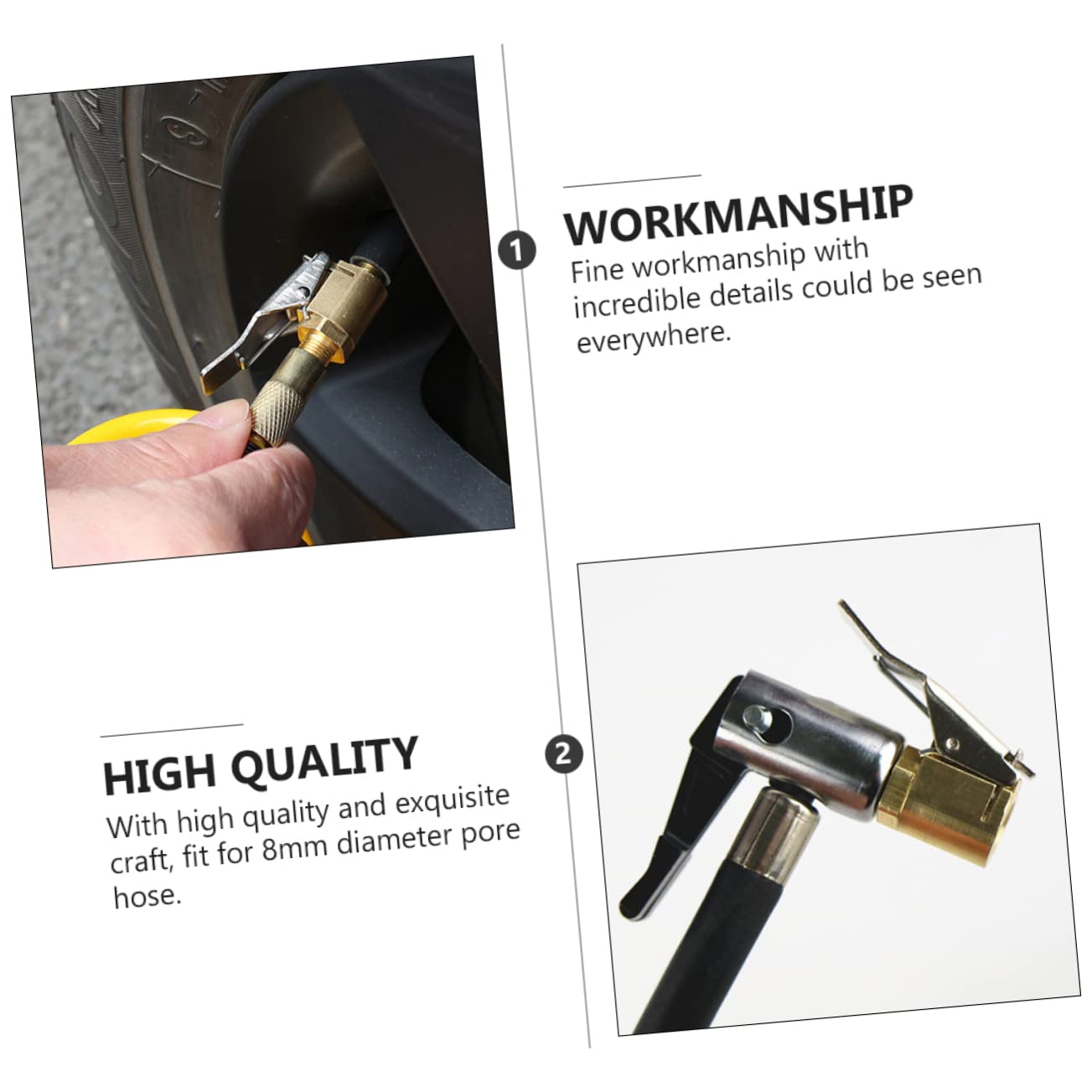 GRIRIW 4pcs Tire Air Chuck Brass Thread Nozzle Quick Connector for Car Truck Tire Inflator Secure Attachment Easy to Replace Compatible with Hose No Leakage