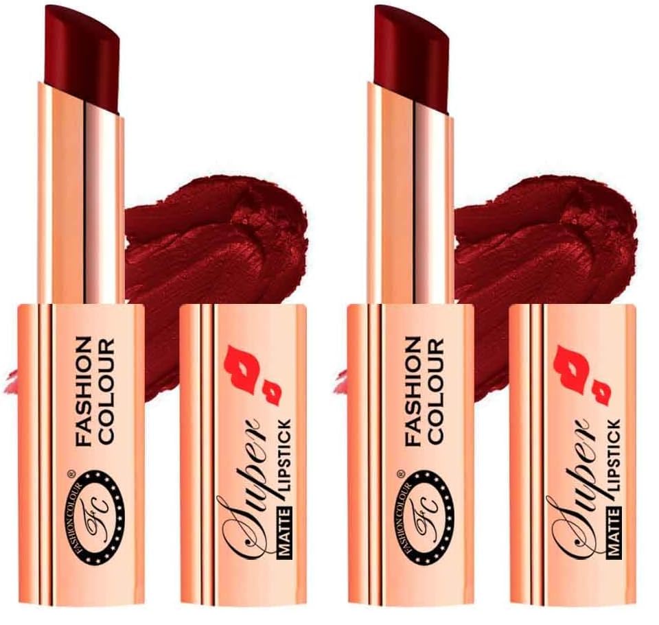 Image of FASHION COLOUR Super Matte Lipstick | Long-Lasting | Smooth Creamy Matte Finish | Moisturising | One Swipe Pigmentation | Available In Gorgeous Shades | (Dazzling Diva) (Pack of 2)