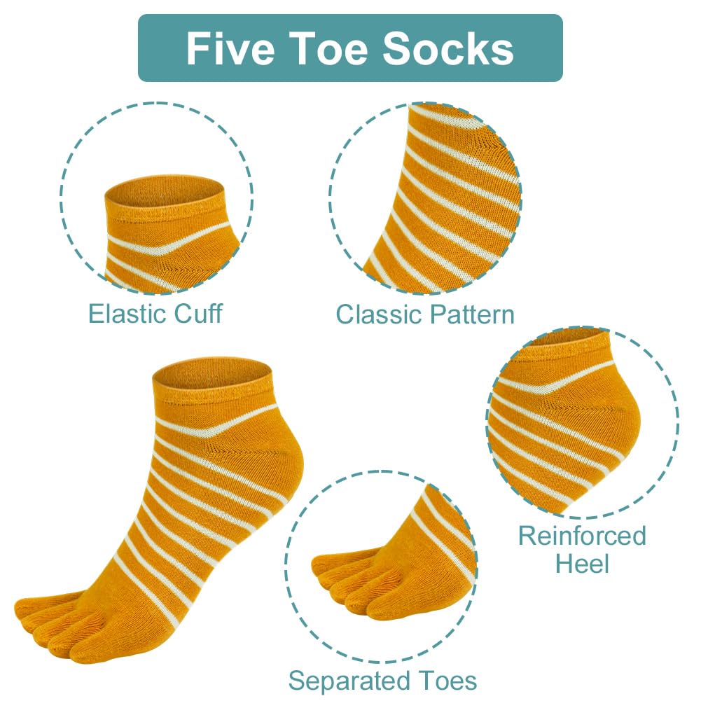flintronic 4/5 Paia Calzini da Donna con Dita, Sportivi in ​​Cotone Traspirante, Morbide e Calde