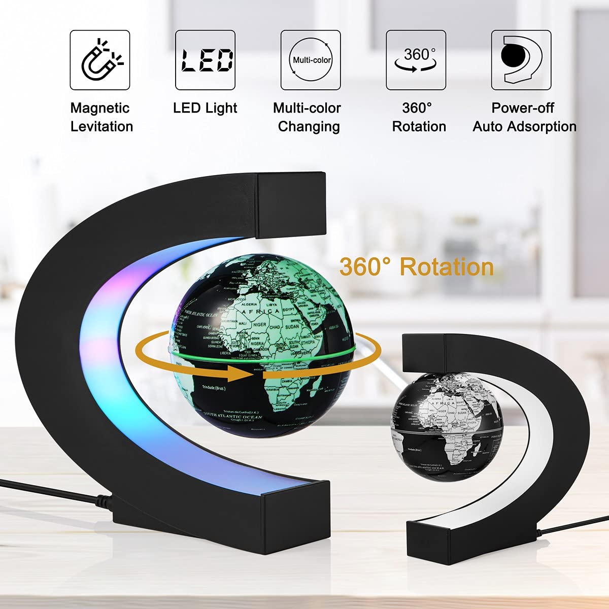 Globe De Lévitation Magnétique Avec LED Lumières E... – Grandado