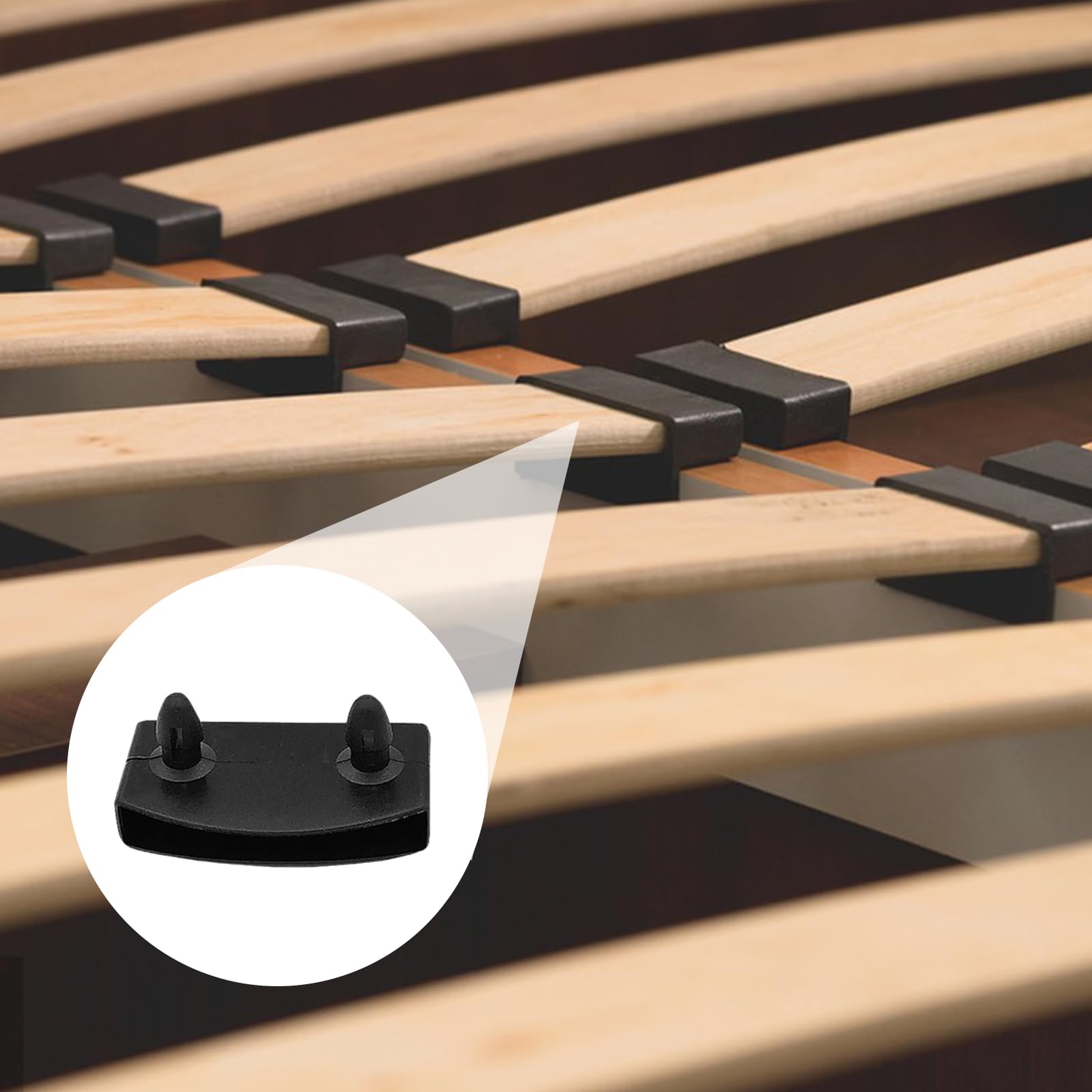 Lot De 36 Capuchons Pour Lattes De Sommier - 24 Pour Côtés, 12 Pour Centre - En Plastique Noir - Dimensions Intérieures 55x9 Mm