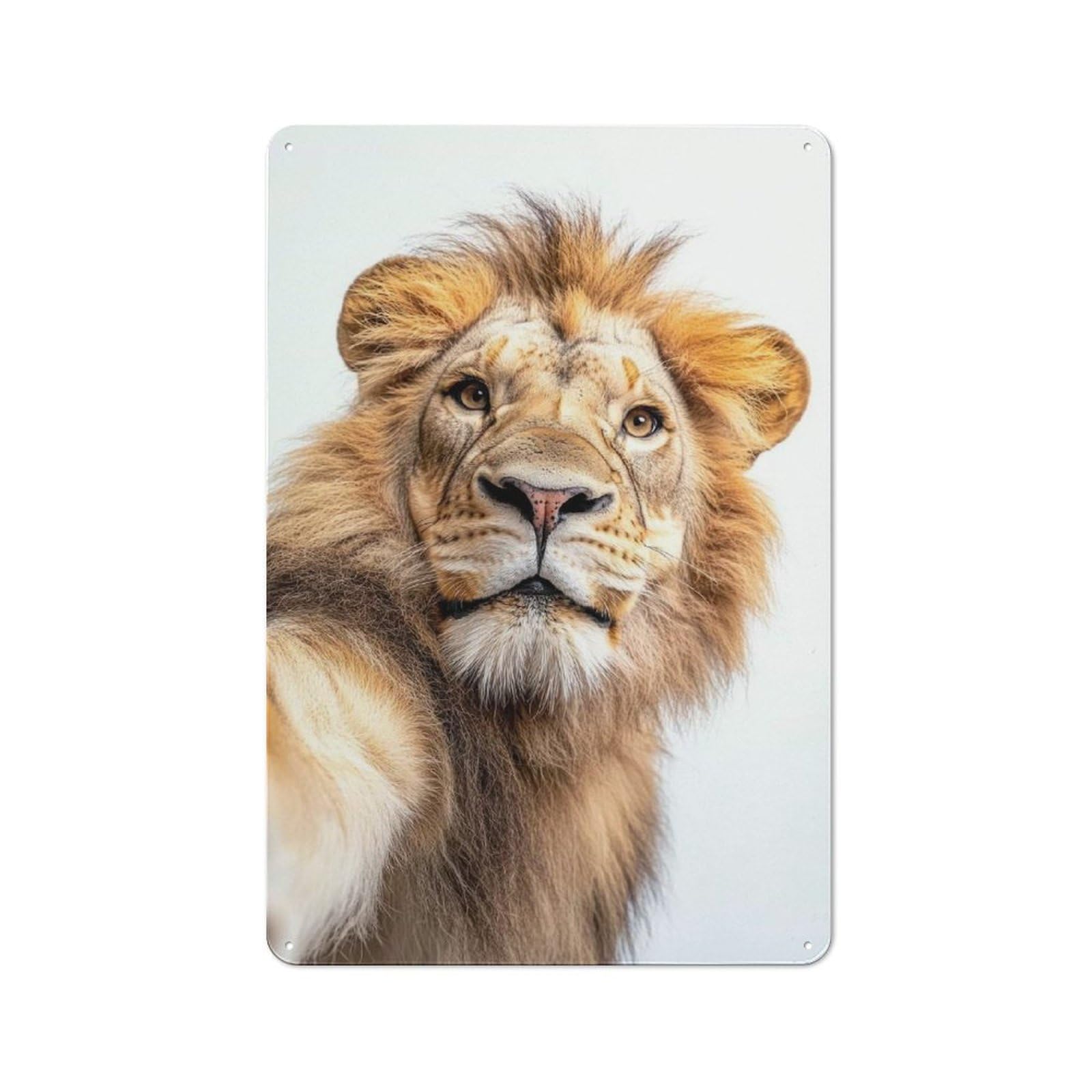 Junmoney Lion Selfie Tin Wall Plaque 30X20cm With For Home Bar Wall, For Hosts Who Enjoy Retro Interiors