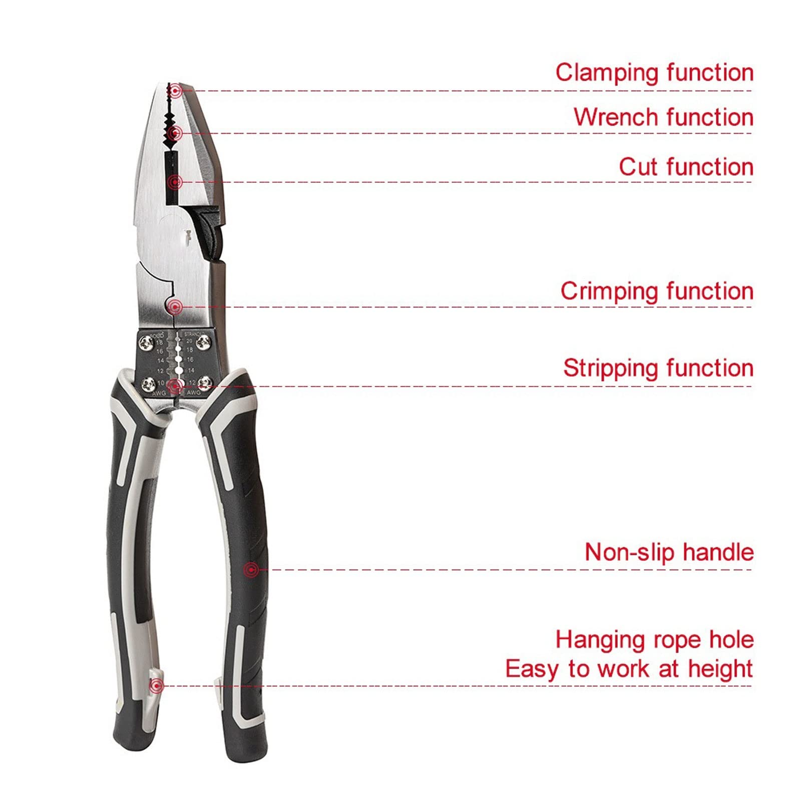 JINGYAN Alicates universales Multifunctional Universal Needle-nose Pliers Oblique Stripping Wire Electrician Repair Tool