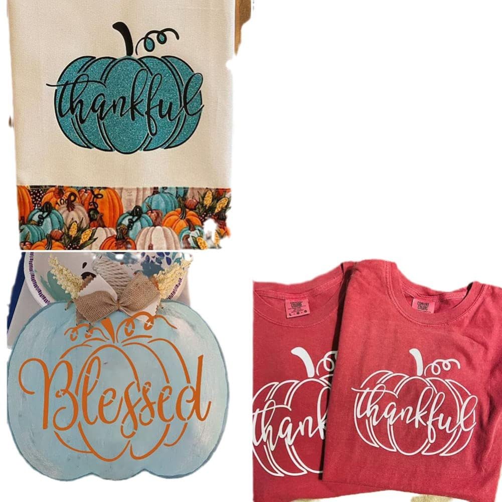 Paquete de 8 plantillas de pintura de calabaza para pintar sobre madera, plantillas temáticas de otoño de Acción de Gracias de 8 pulgadas con citas de cosecha, plantillas de PET
