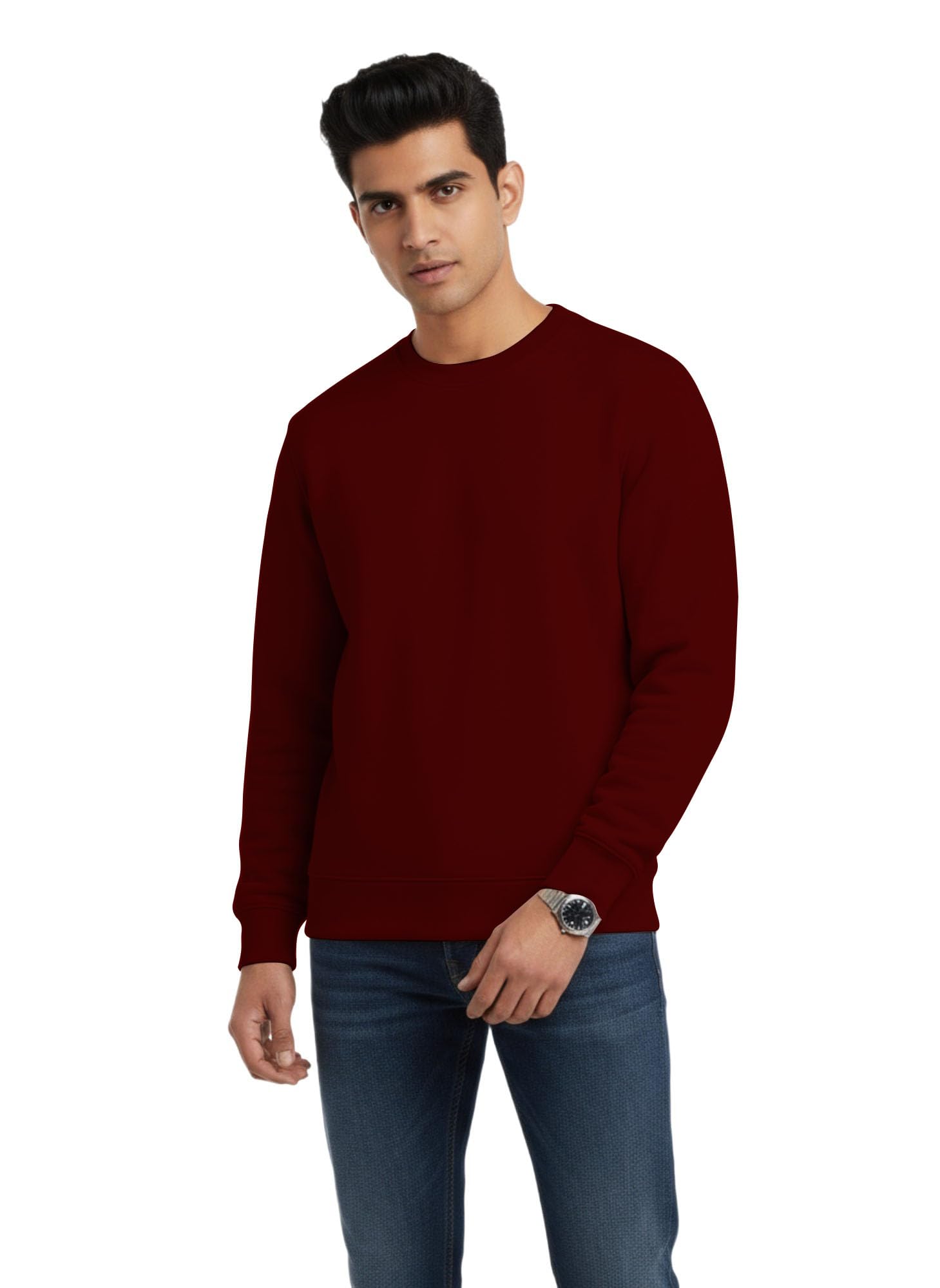Men’s Fleece Stretchable Full Sleeves Sweater Regular Fit, Round Neck Casual Winterwear for Boys and Mens VBM11-image-10