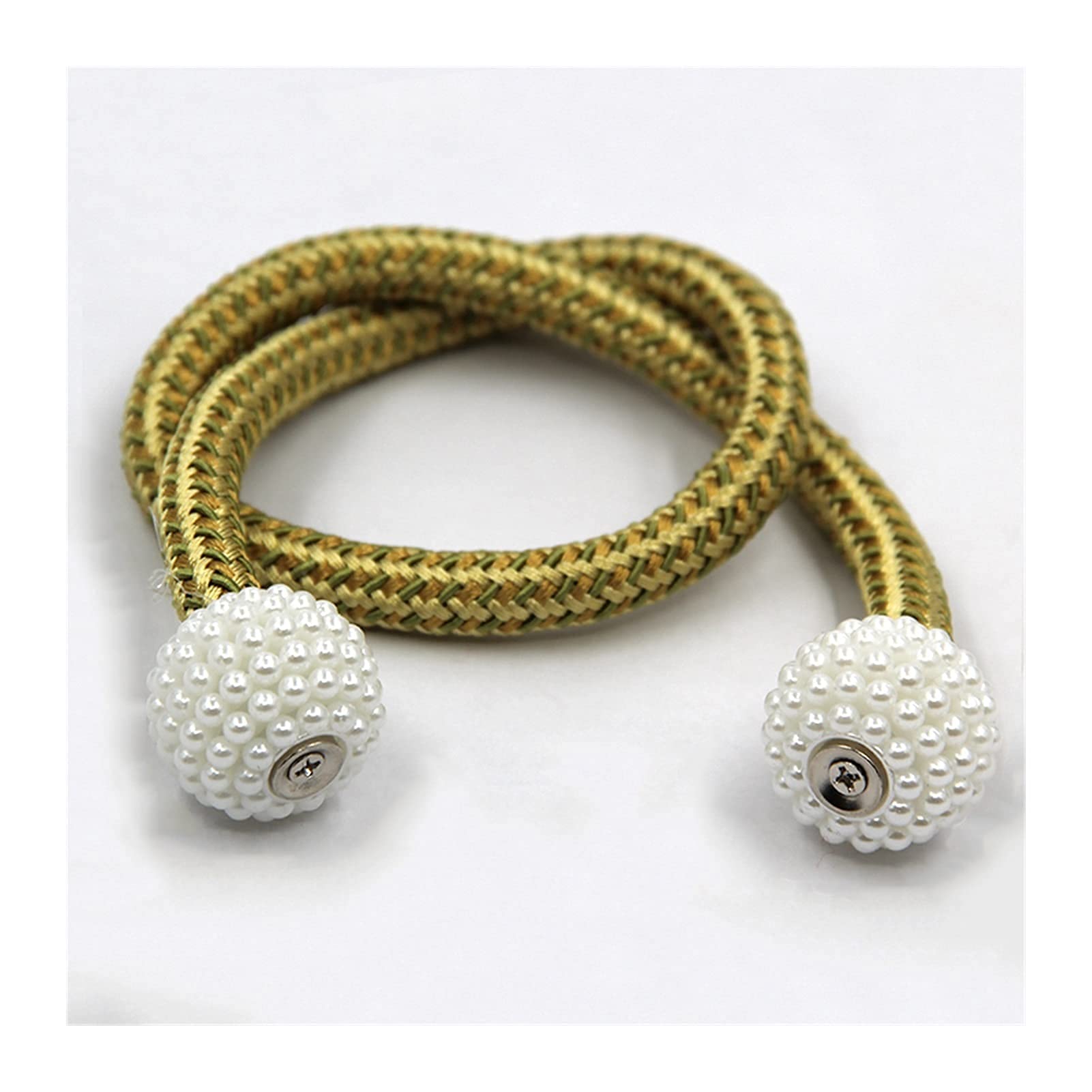 2Pc Magnétique Rideau Embrasses Retenues Boucle Clip Sangle Aimant Perle Boule Rideau Suspendu Ceintures Tiges Corde Accessoires (Taille Unique | Jaune)