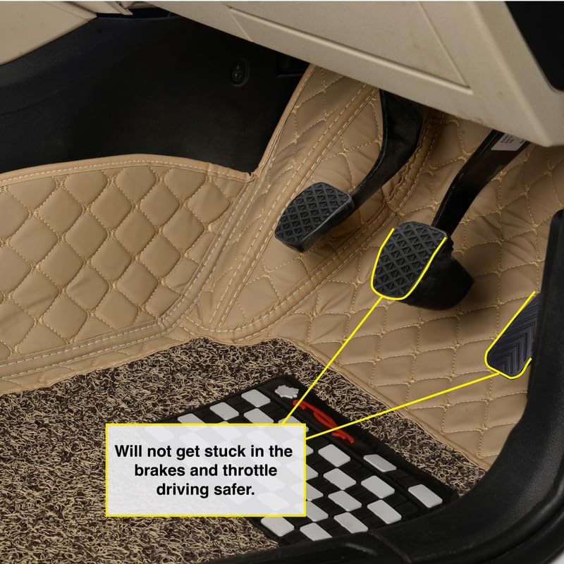 Image of SINEX Premium 7D car mat Full Set for Tata Sierra (Model : 2025) |Luxury Leather Double Car Floor Mat Complete Set || 100% Waterproof and Washable | Color : Beige