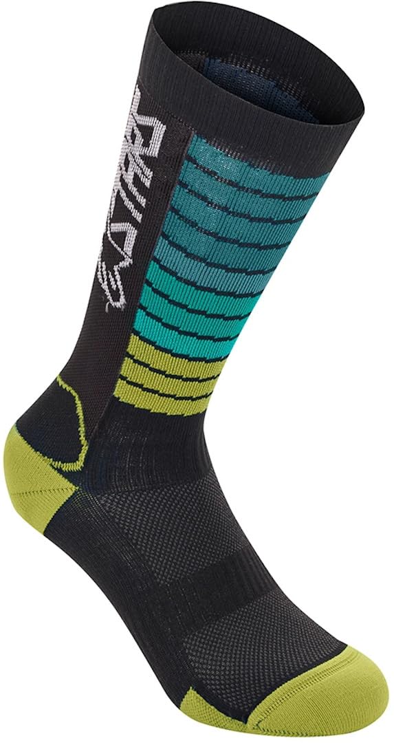Alpinestars Black Blue Yellow Drop 22 Socks, Black-Blue-Yellow, Medium