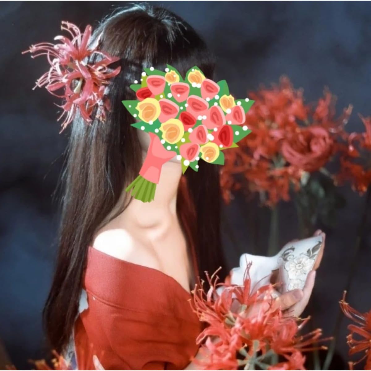 Amazon | Qfmr 美しい 彼岸花 かんざし ヒガンバナ 曼珠沙華 ディップ