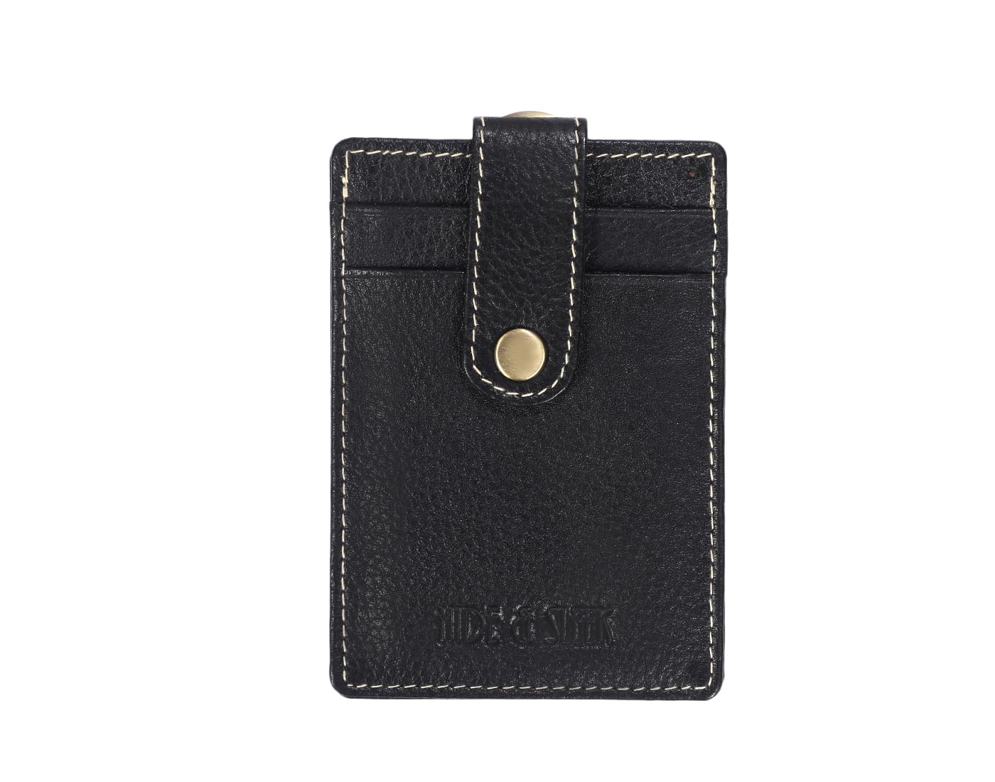 RFID Protected Genuine Leather Slim Unisex Card Holder Cum Minimalist Wallet (Black)-image-41