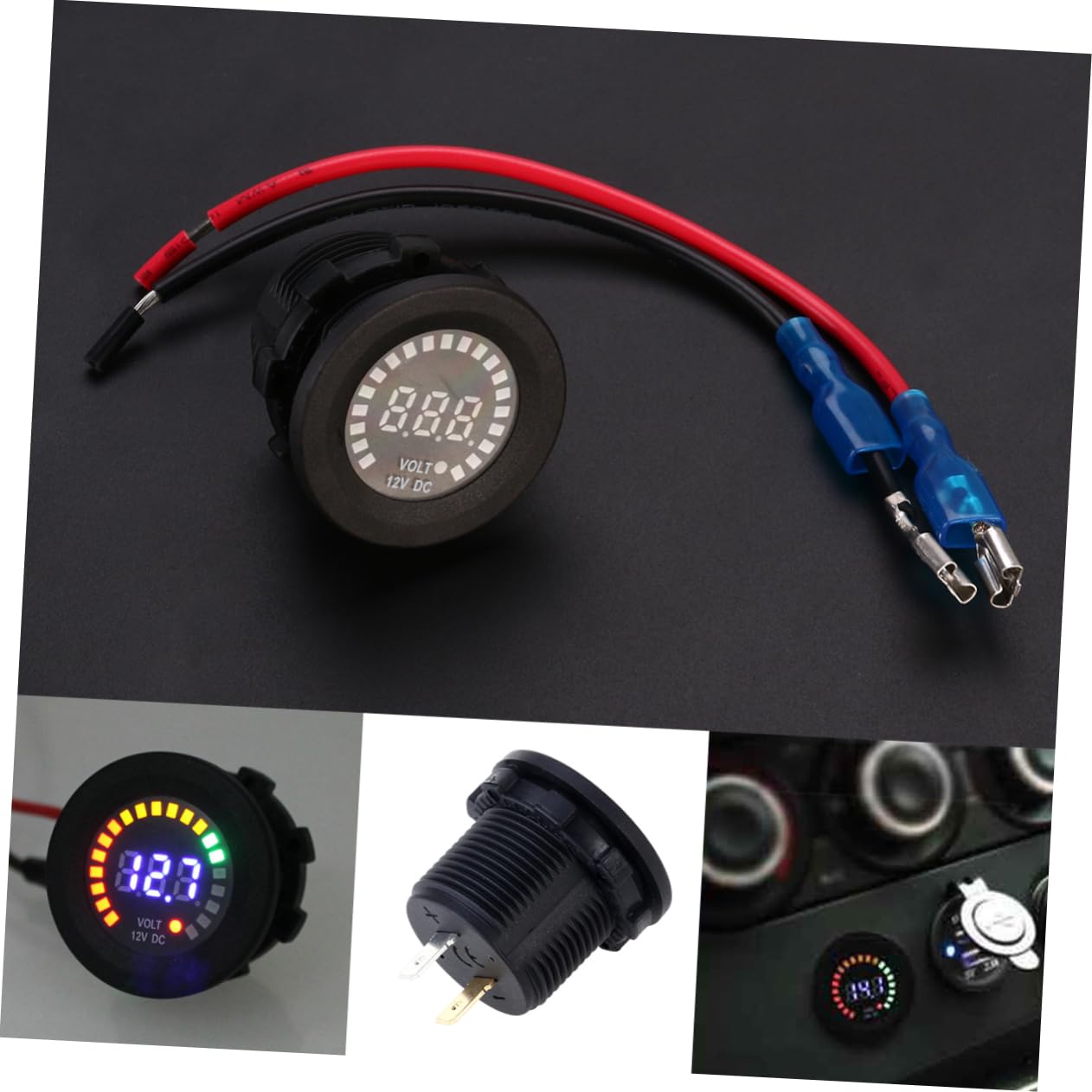 OUNONA 3 Piezas voltímetro para coche voltímetro digital del vehículo medidor de prueba de voltios del vehículo voltimetro digital 12v Mini de 12v