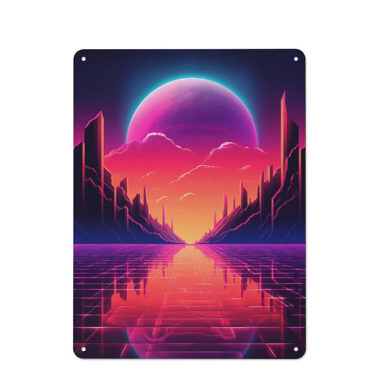 Junmoney Retrowave Chroma Dreams Retro Tin Sign 40X30cm For Guest Room Or Hallway, For Kitchen, Dining Room And Home Bar Wall Decor