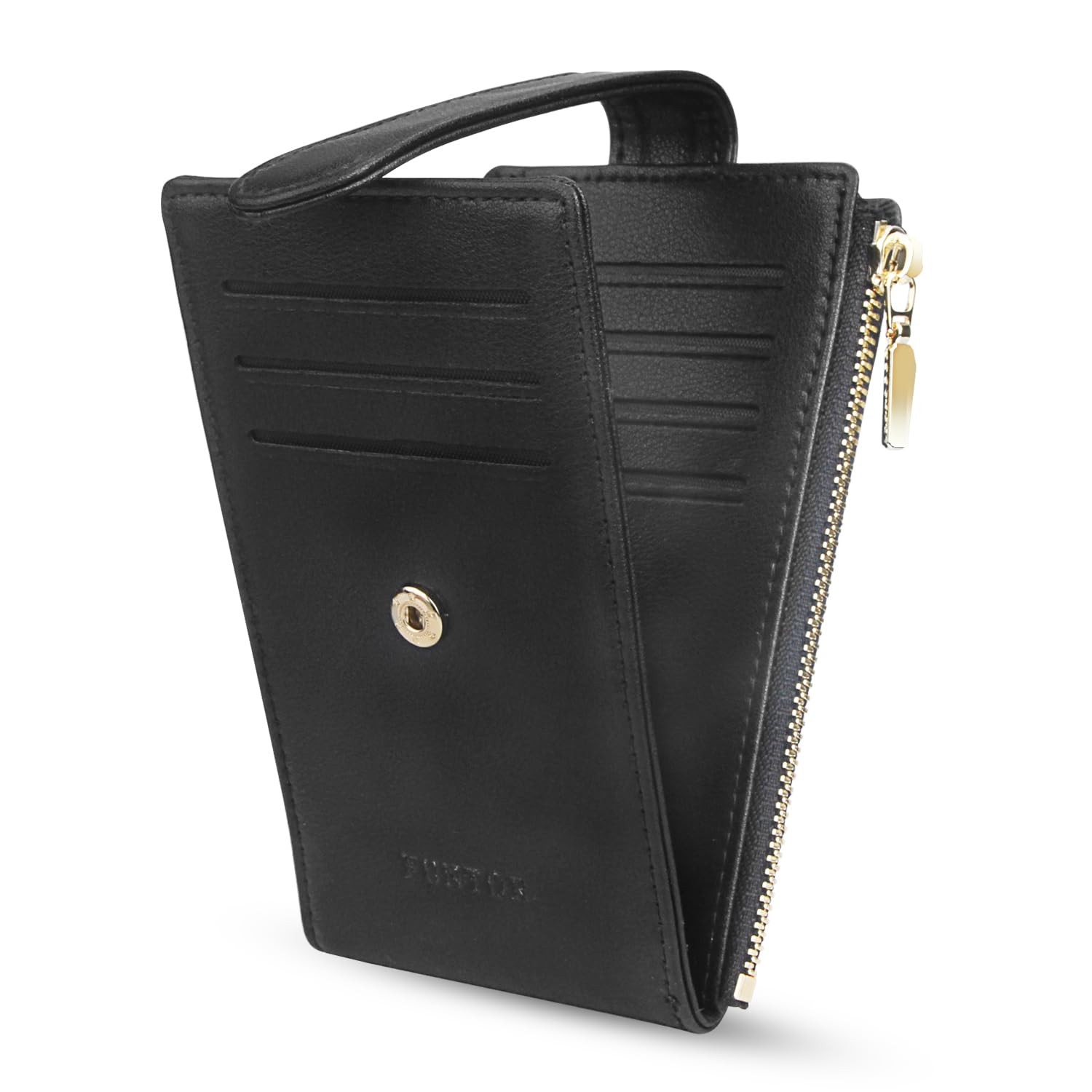 FT FUNTORSmall Wallet for Women，Ladies Bifold RFID Blocking Credit Card Holder with Zipper Coin Pocket & ID Window (Black)