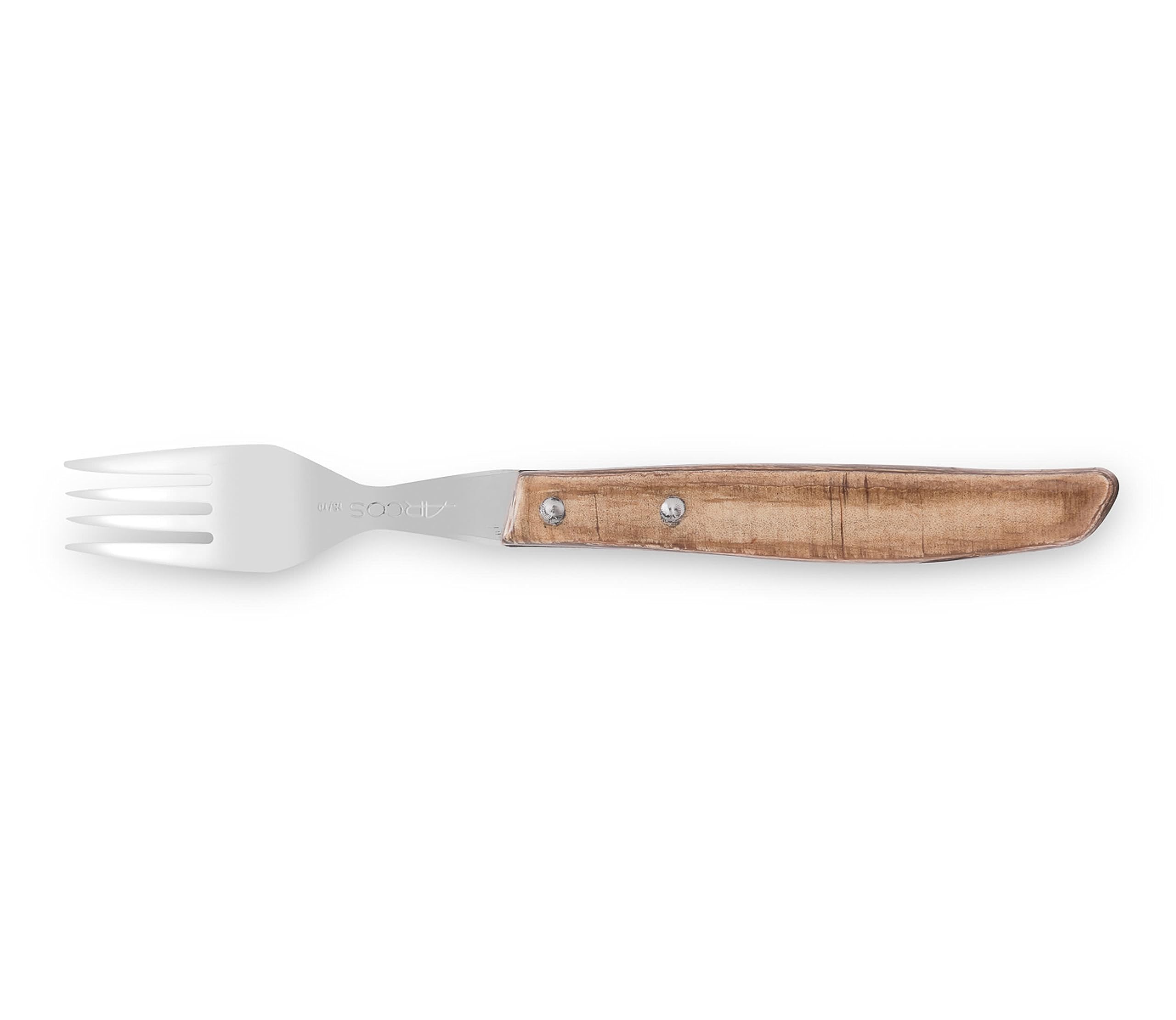 Arcos Juego Cuchillos carne 12 piezas Acero Inoxidable y Hoja - mm. Paquete Cuchillo bolsillo con filo perla cortar y filetear carne. Mango ergonómico polioximetileno POM. Serie Mesa. Color marrón.