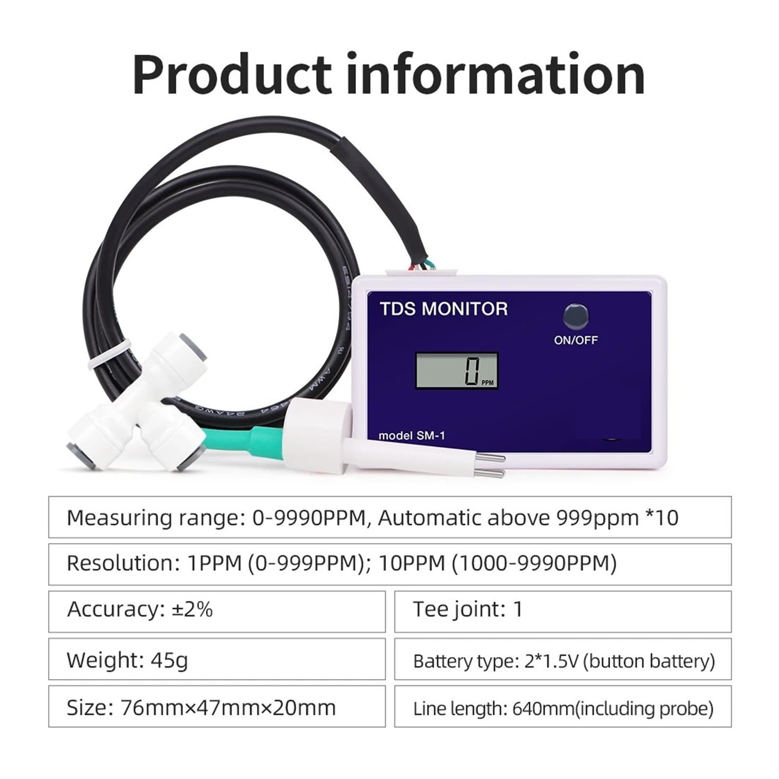 Medidor de TDS Simple y Triple SM1, comprobador de Calidad del Agua en línea, Monitor Digital de oxígeno disuelto y salinidad.