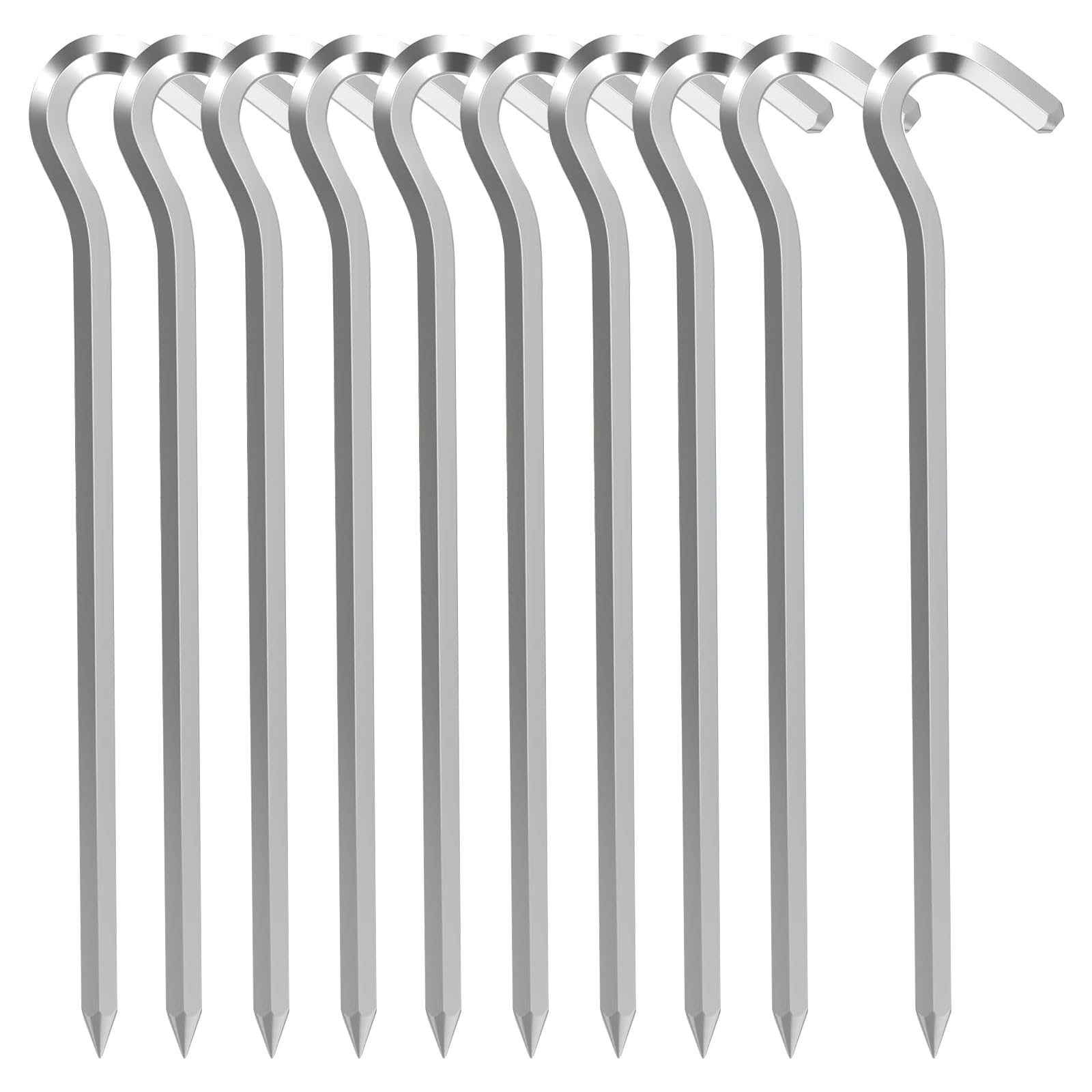 Tent Pegs Metal Heavy Duty Tent Hooks Camping Pegs Awning Pegs Aluminum Alloy Camping Hard Ground Pegs Heavy Duty Tent Pegs for Camping Football Net Swing Gazebo Garden Tarpaulin and Outdoor - 10Pcs