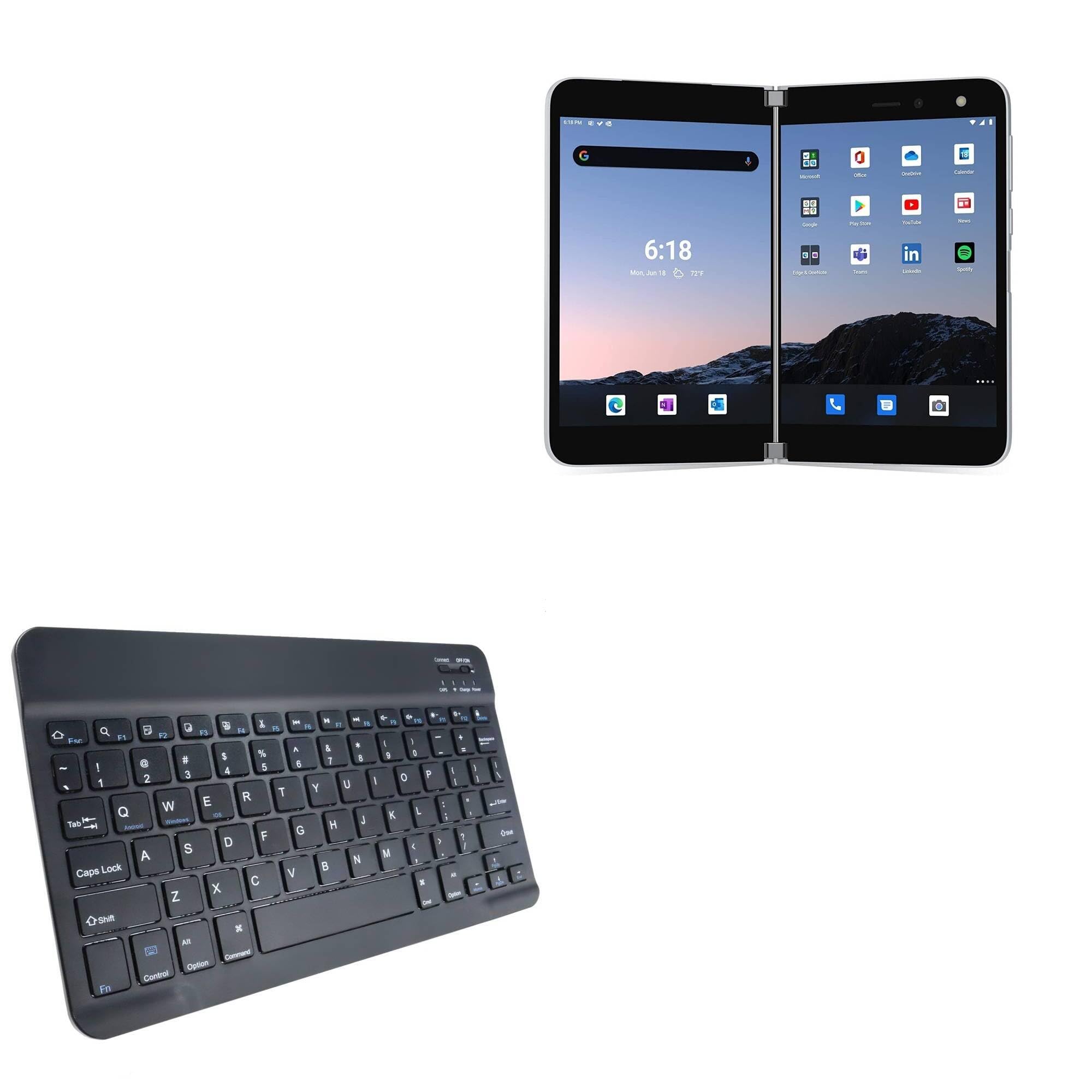 BoxWave Keyboard Compatible with Microsoft Surface Duo - SlimKeys Bluetooth Keyboard, Portable Thin with Chiclet-Style Keys - Jet Black