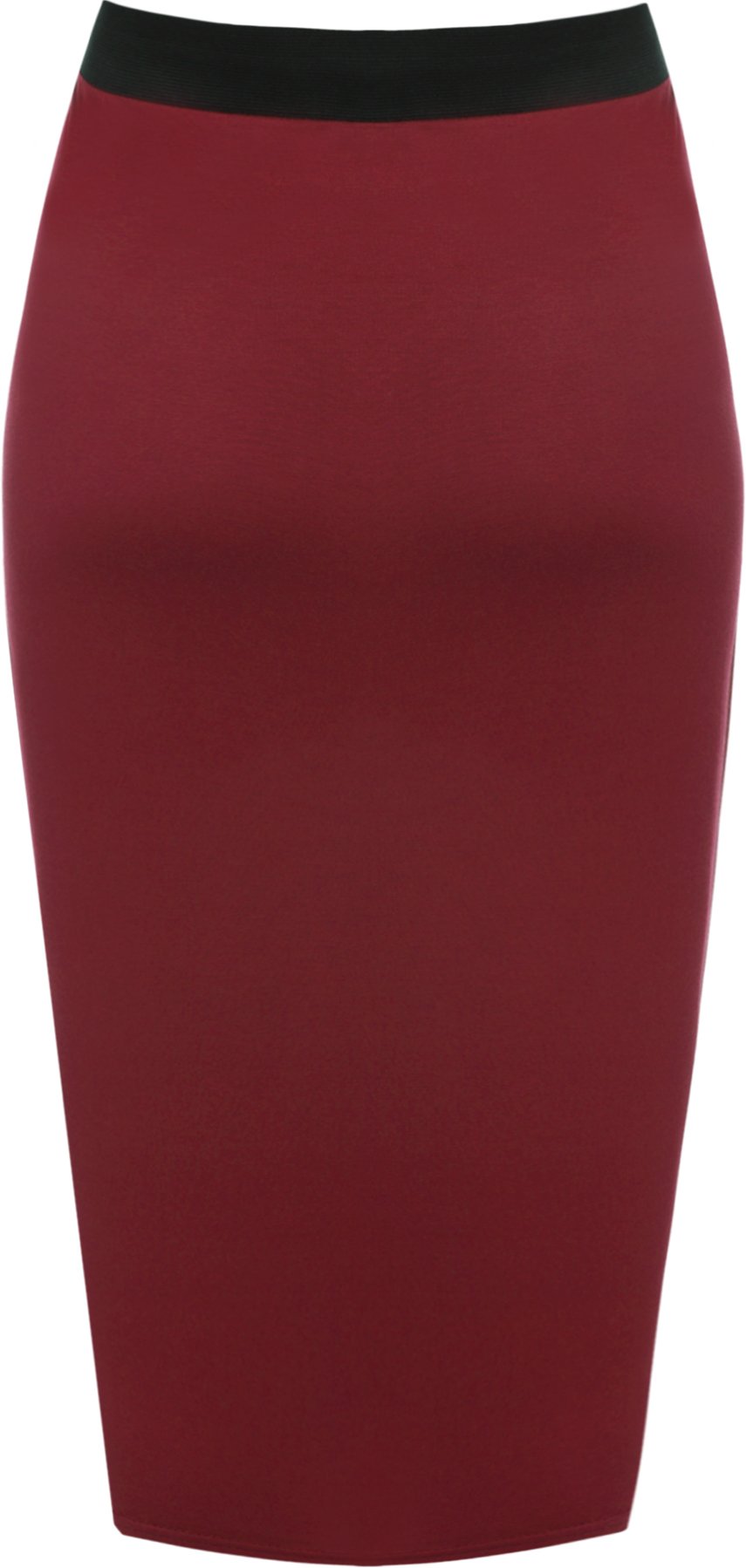WearAll Plus Size Womens Elasticated Plain Jersey Ladies Knee Length Skirt - Wine - 16-18