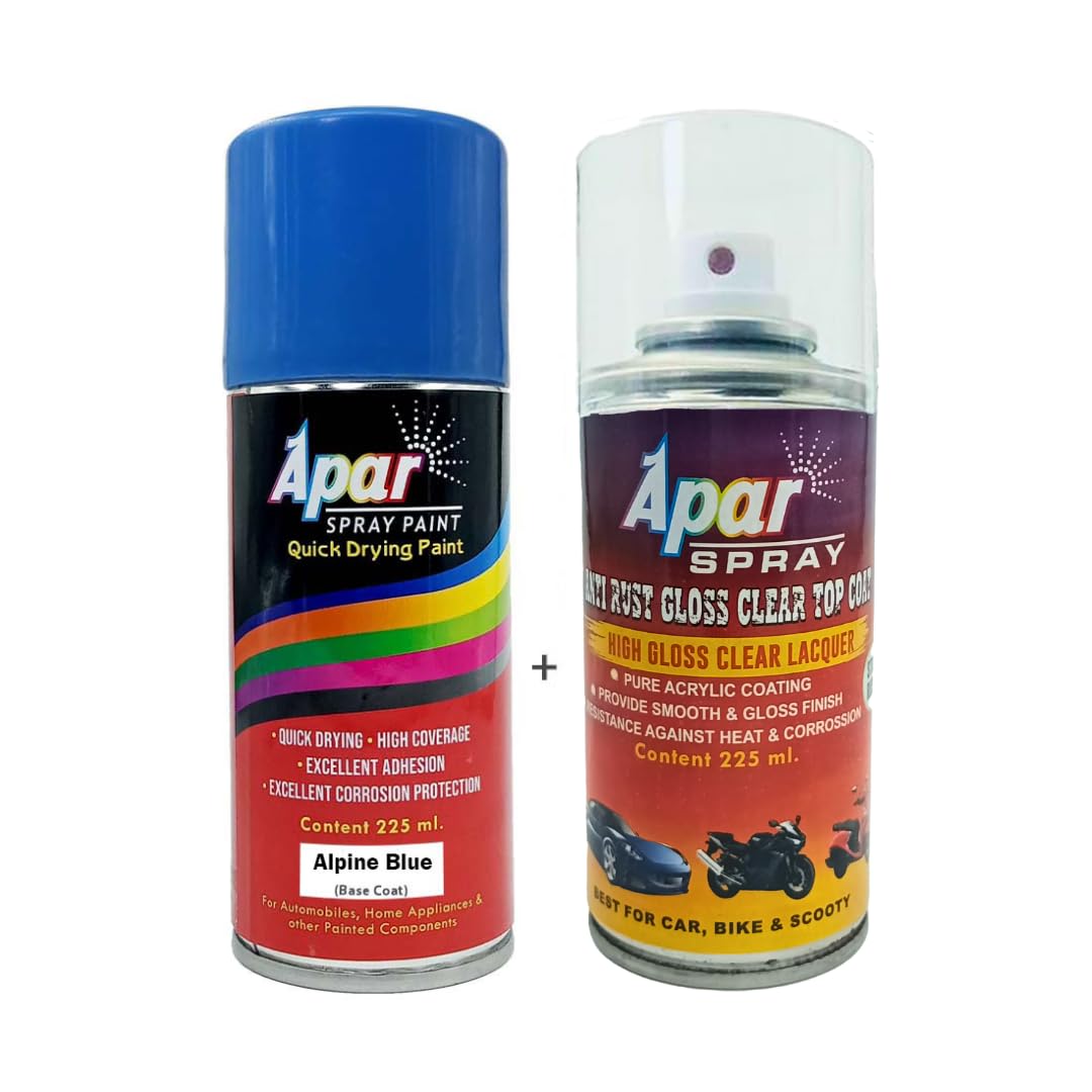 APAR Spray Paint Alpine Blue (RC Colour Name) + GC Compatible for Hyundai Cars -225 ml (Pack of 2-Pcs)