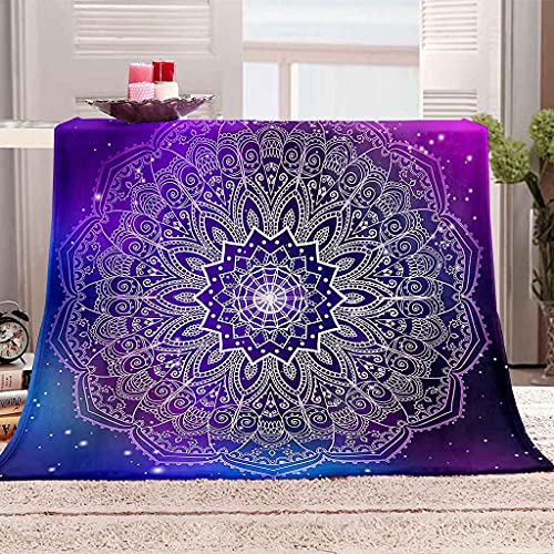 Couverture flanelle fleur violette 150x200cm pour canapé