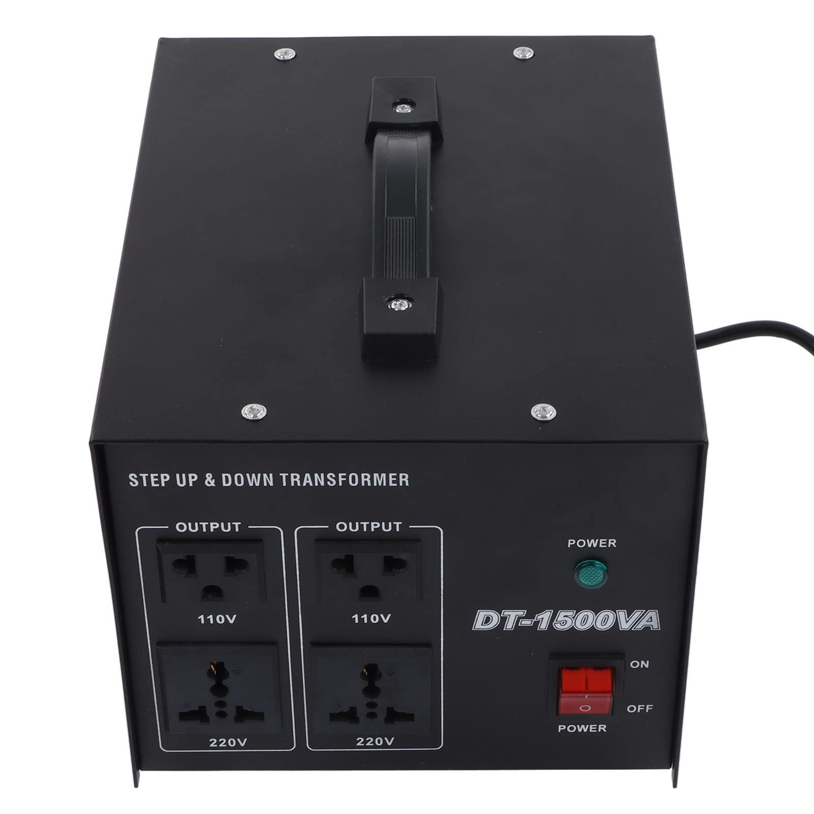Transformador de Voltaje de Alta Resistencia de 1500 W - Convertidor de Potencia Elevador y Reductor - Unidad bidireccional de 110 V a 220 V y de 220 V a 110 V con núcleo 100% de