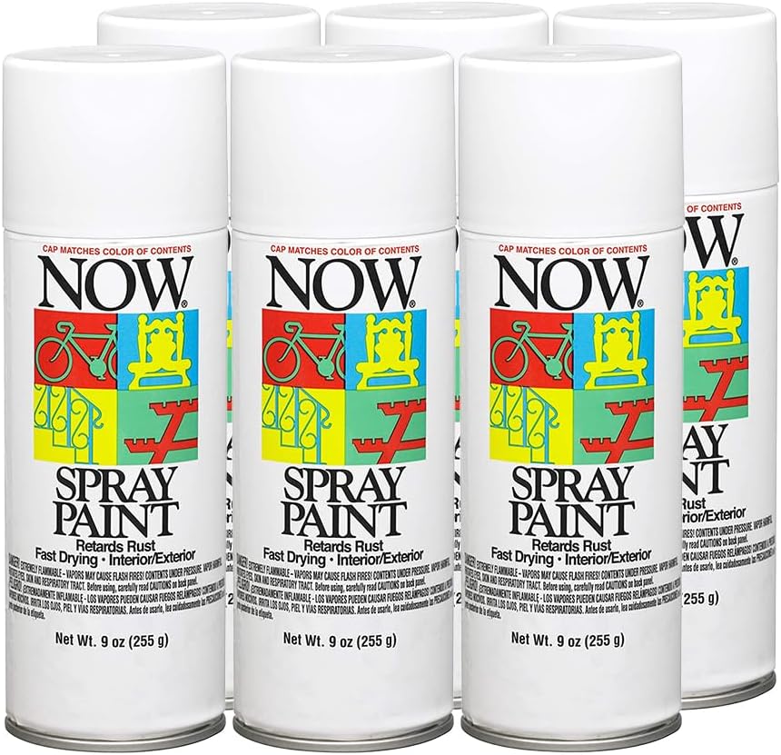 Krylon 21212 - Paquete de 6 pinturas en aerosol esmaltadas de 9 onzas, color blanco