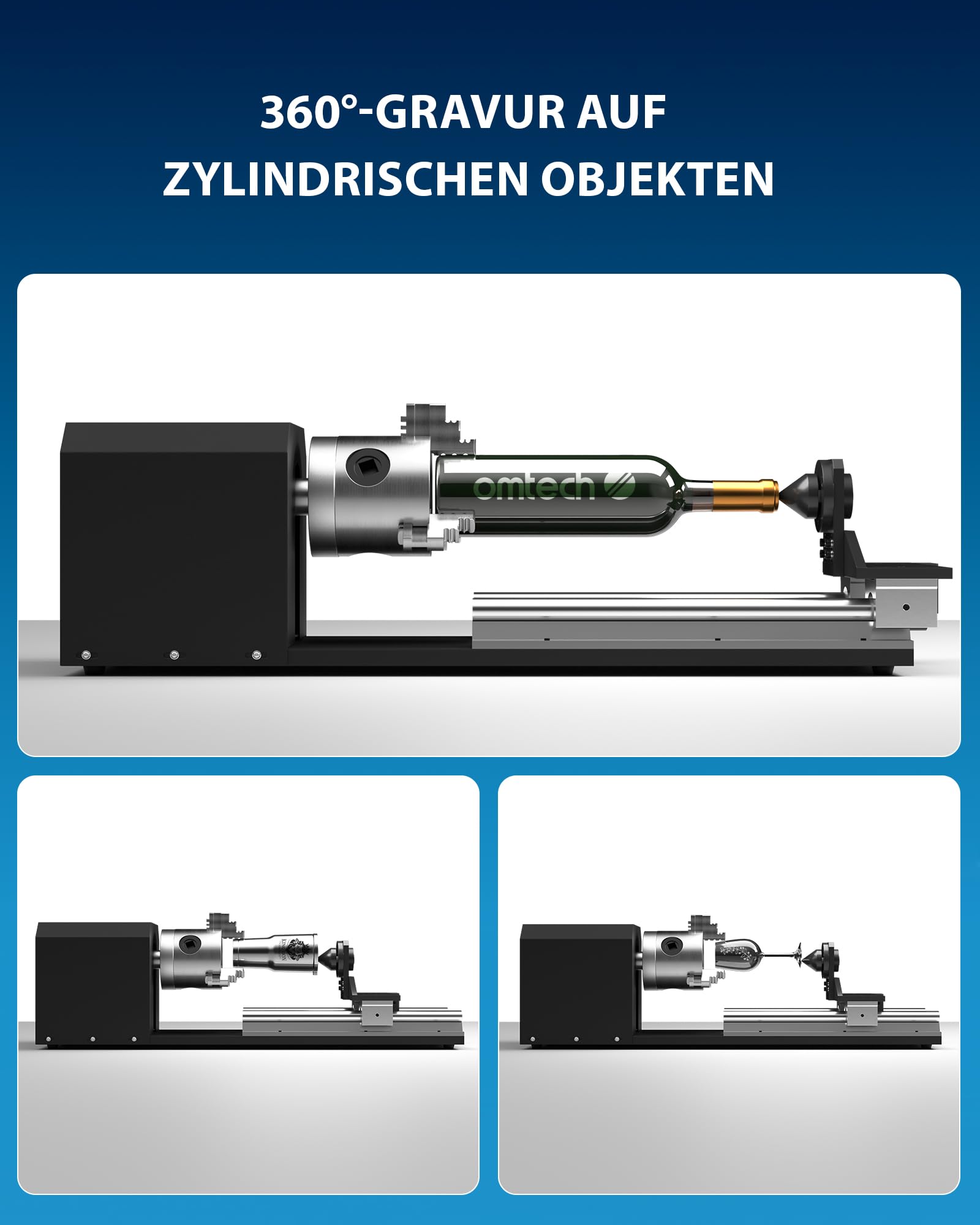 OMTech Laser Rotary Axis KP58 3-Backenfutter 2-Phasen-Schrittmotor für CO2-Lasergraviermaschine 50W-130W