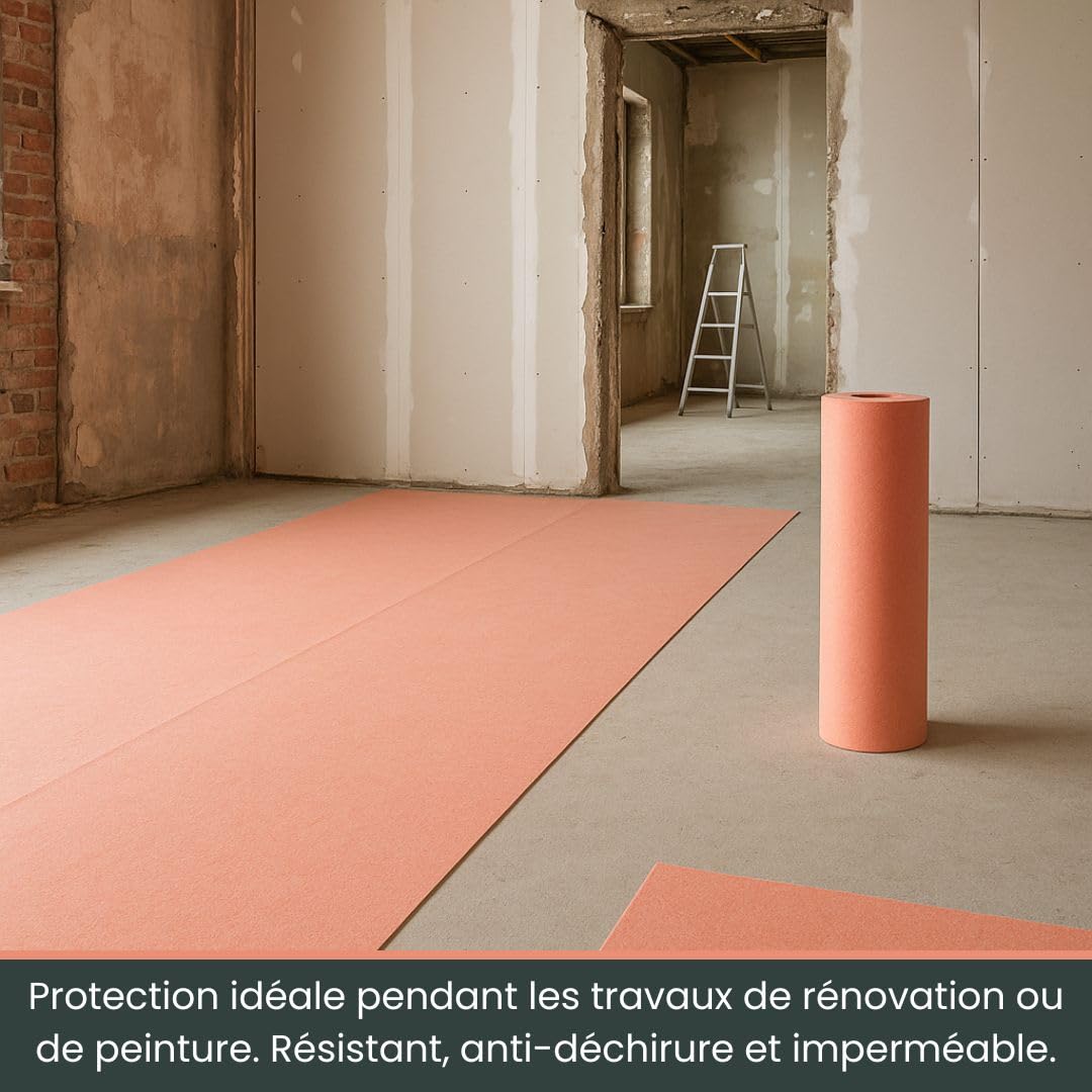 Perfect Cover Polycover (0,75x100m / 75m² / 140gsm) – Feutrine Protection Sol, Rouleau Protection Peinture, Revêtement Antidérapant Étanche Pour Rénovation, Travaux, Peinture, Chantier