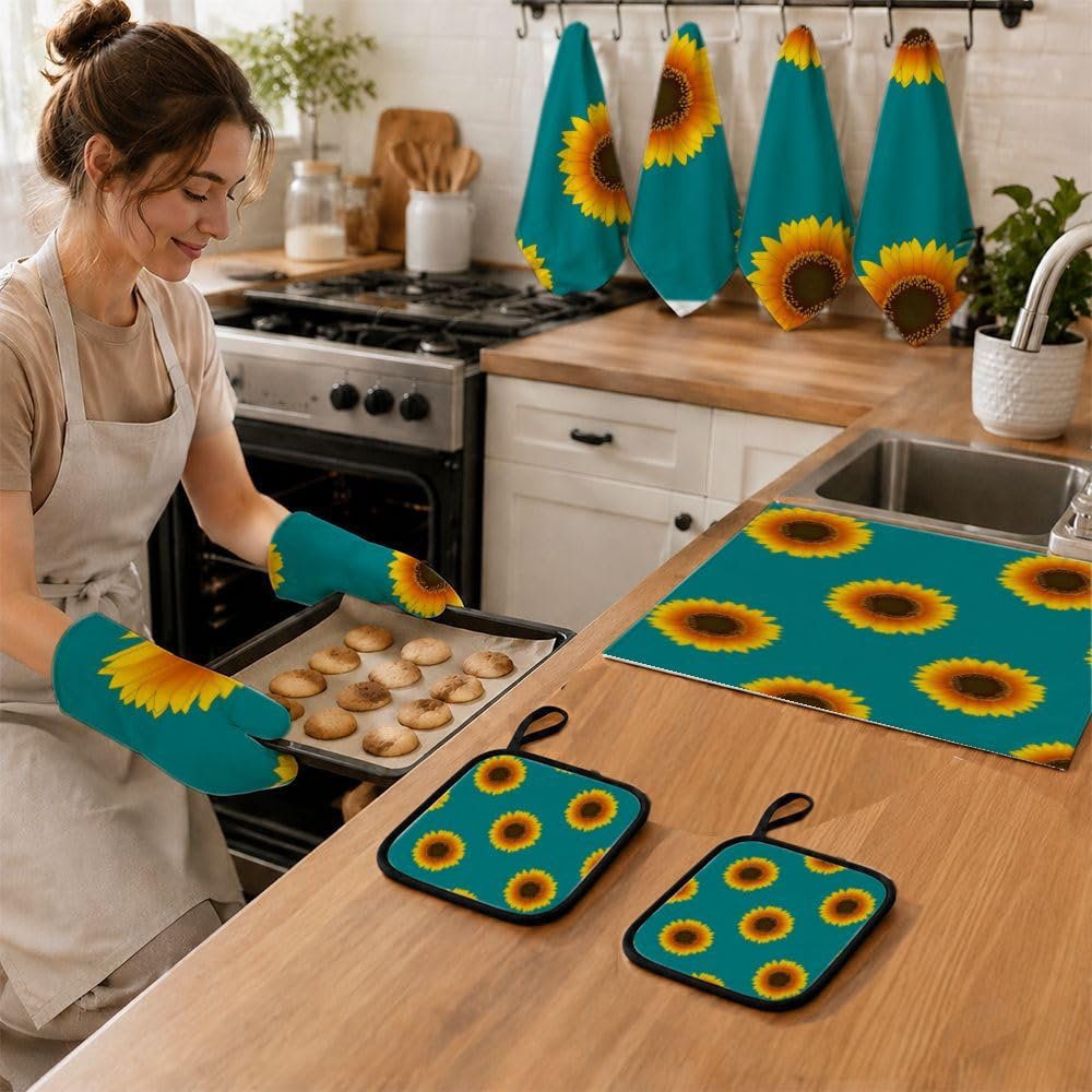 9PCS Girasole Luminoso 2 Cucina Decor e Accessori Set
