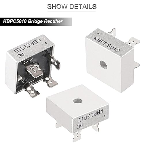 Miniatura 2 de 11 unids KBPC5010 puente rectificador diodo 50A 1000 V alta potencia rectificador diodo monofásico onda completa carcasa de metal 4 pines a través