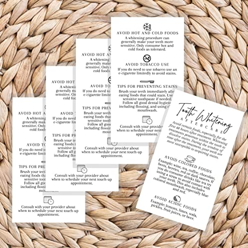 Image of Tooth Whitening Aftercare Cards | 50 Pack | Size 2x3.5 inch inch Business Card | Teeth Whitening Supplies | Black White Minimalist Neutral Plain