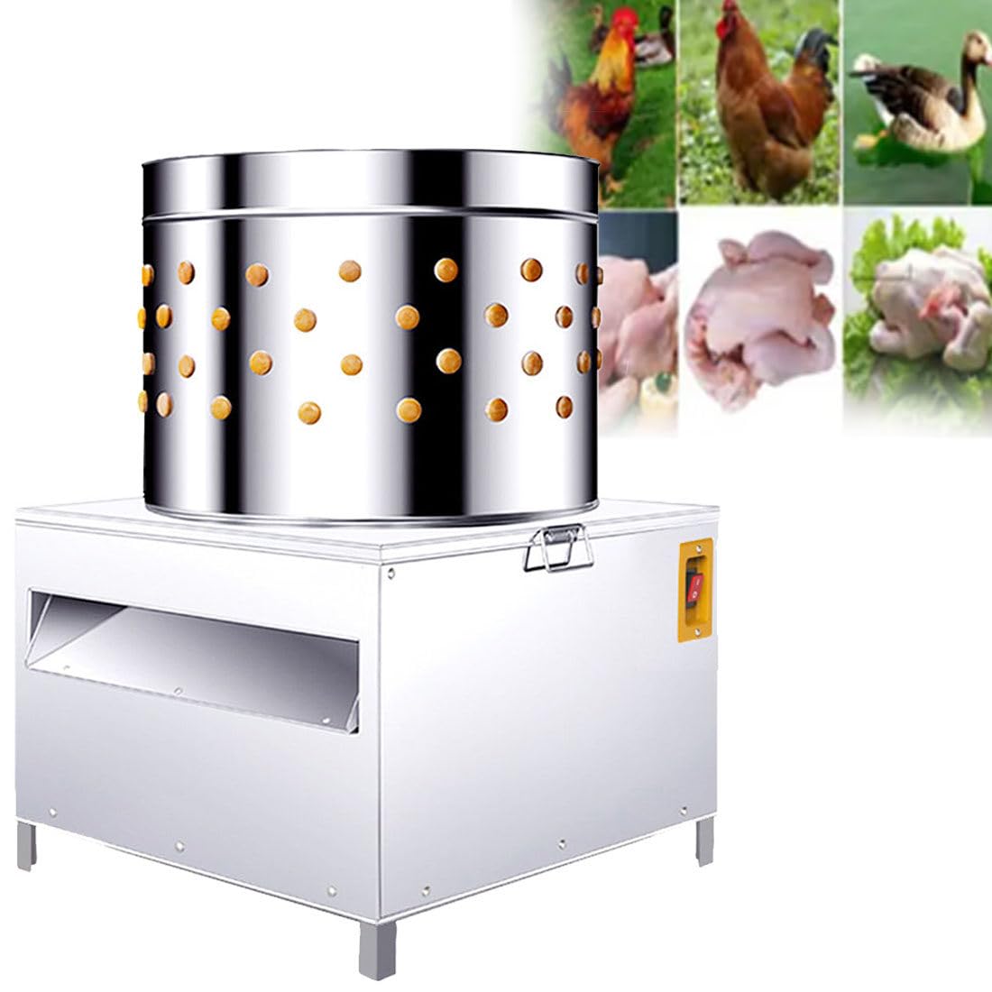 Máquina de desplumado de aves de corral, acero inoxidable de 2200 W, extracción rápida de plumas para procesamiento de granja de pollos y patos