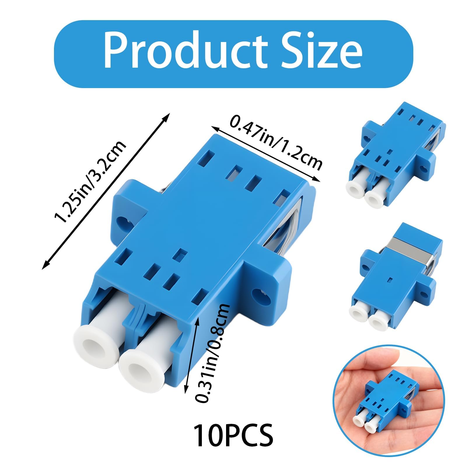 Conector de fibra óptica LC-LC dúplex monomodo UPC acoplador 10 unidades para FTTH