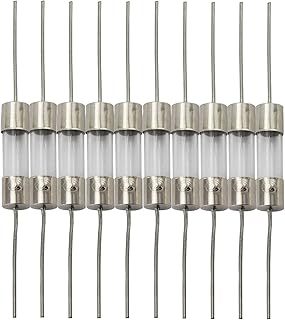 Tegg 10pcs 5x20mm Glass Cartridge Axial Lead Fuse Resistor Insurance Tube Fusible Cutout with Lead Wire 10AMP