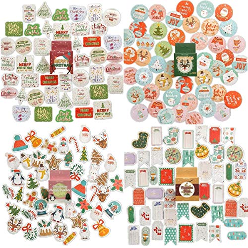 NLR Christmas Ornaments Stickers, 183 pcs of 84 Different Designs, for Xmas Holiday Decoration & Envelope Seals