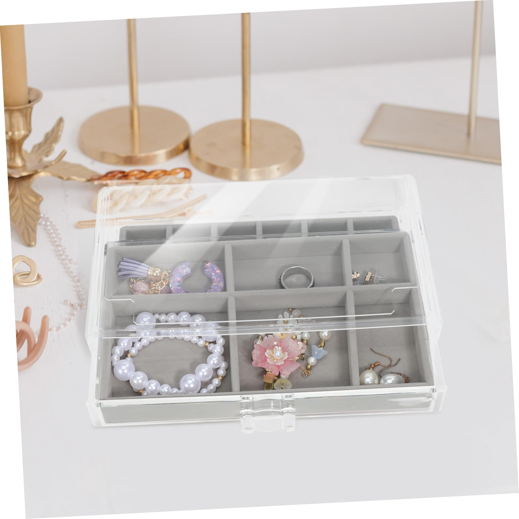 Veemoon Organizador De Joyería Multifuncional Con Compartimentos Caja De Almacenamiento De Accesorios Para Pendientes Anillos y Collares Diseño Elegante Para Viajes y Uso Diario