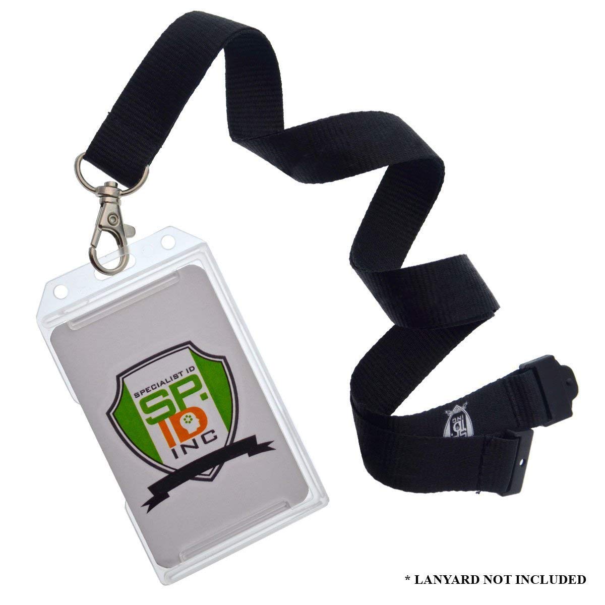 Specialist ID Ausweishalter aus Hartplastik, vertikal, seitliche Ladung, 2 Kartenschutz, mehrere Ausweishalter, robust, Hartplastik, 5 Stück (transparent)