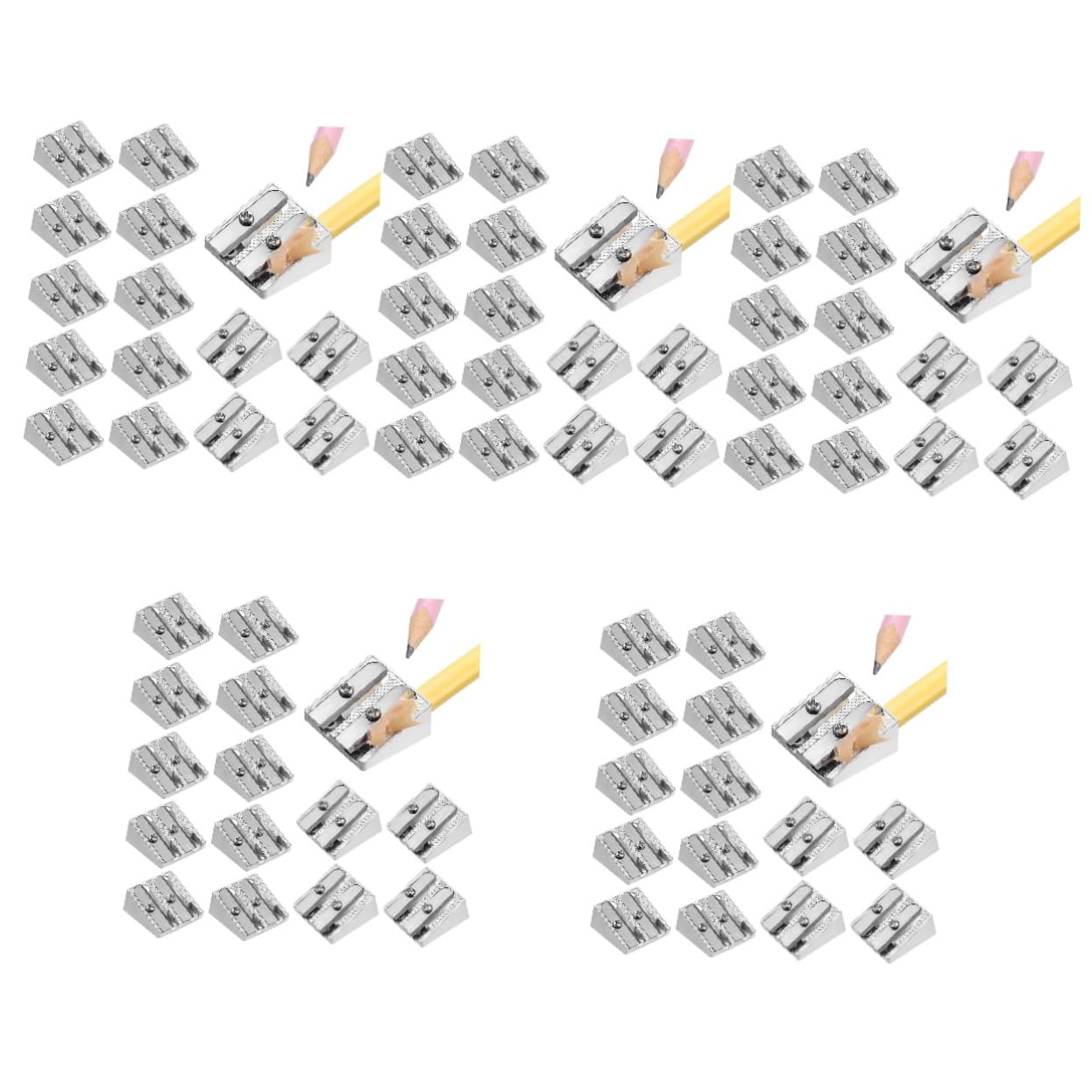Operitacx 80stücke Teiliges Metall-bleistiftspitzer Mit Doppelöffnungen Handheld Anspitzer Für Bleistifte Crayons Und Augenbrauenstifte Langlebig Für Schule Und Büro