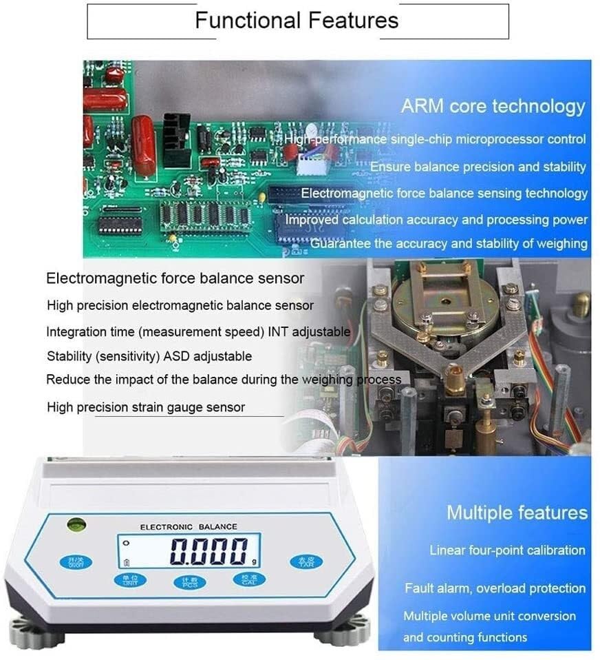 Balance électronique analytique numérique de laboratoire de haute précision, pesage et comptage industriels, bijoux scientifiques en or avec pare-brise(500g*0.001g)