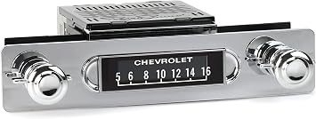 RetroSound Apache Radio with Installation Bezel, Chrome Knob Kit and Vintage Dial Screen Compatible with 1955-59 GMC or Chevrolet Truck