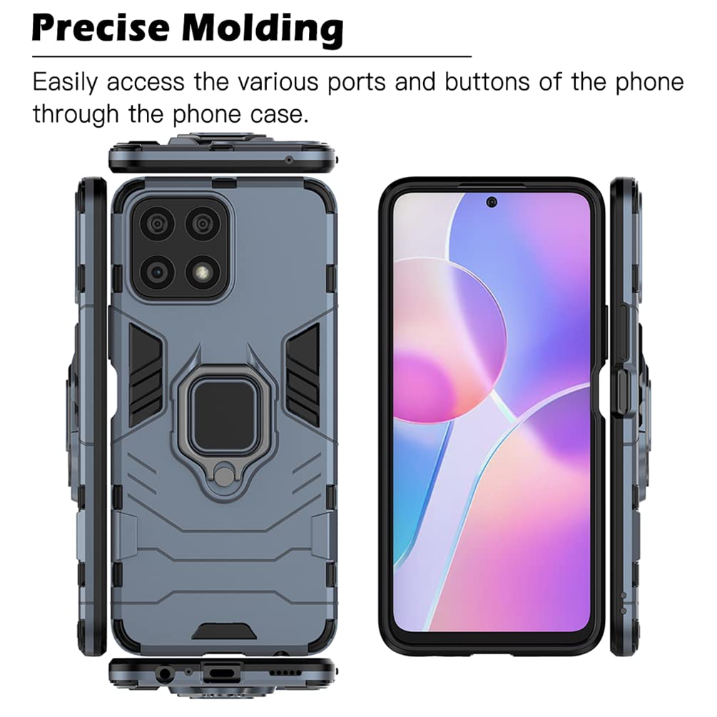 DOINK Cover Armor per Huawei Honor X8, Custodia TPU+PC Antiurto con Anello Supporto - Blu