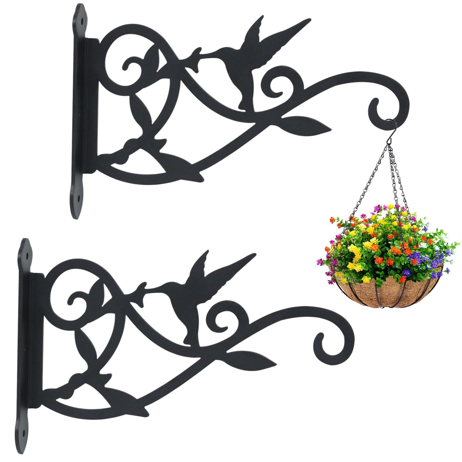 Xjdzineq Sturdy Iron Garden Hanger in Artistic Hummingbird Shape Ideal for Patios Decoration Iron Flower Basket Hanger