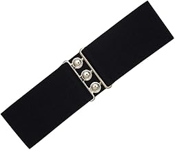 Retro Vintage Belt | Elastic Belt Women's Accessories | 50s Nurse Belt | Stretchy Belt With Silver Buckle & Clasp | Waist Belt For Dress | Wide Belt Design | Elasticated Belt For Women & Ladies