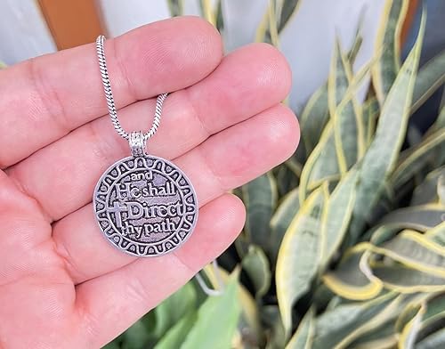 Miniatura 4 de Collar religioso con colgante cristiano - Confía en el Señor con todo tu corazón Medallón en relieve con cadena católica regalo para hombres y