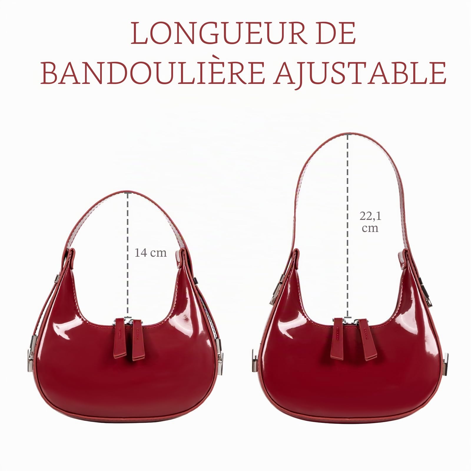 Prpeko Mini sac à bandoulière rétro Y2k années 90 Hobo Sac à main sous les bras Sac à main tendance pour femme