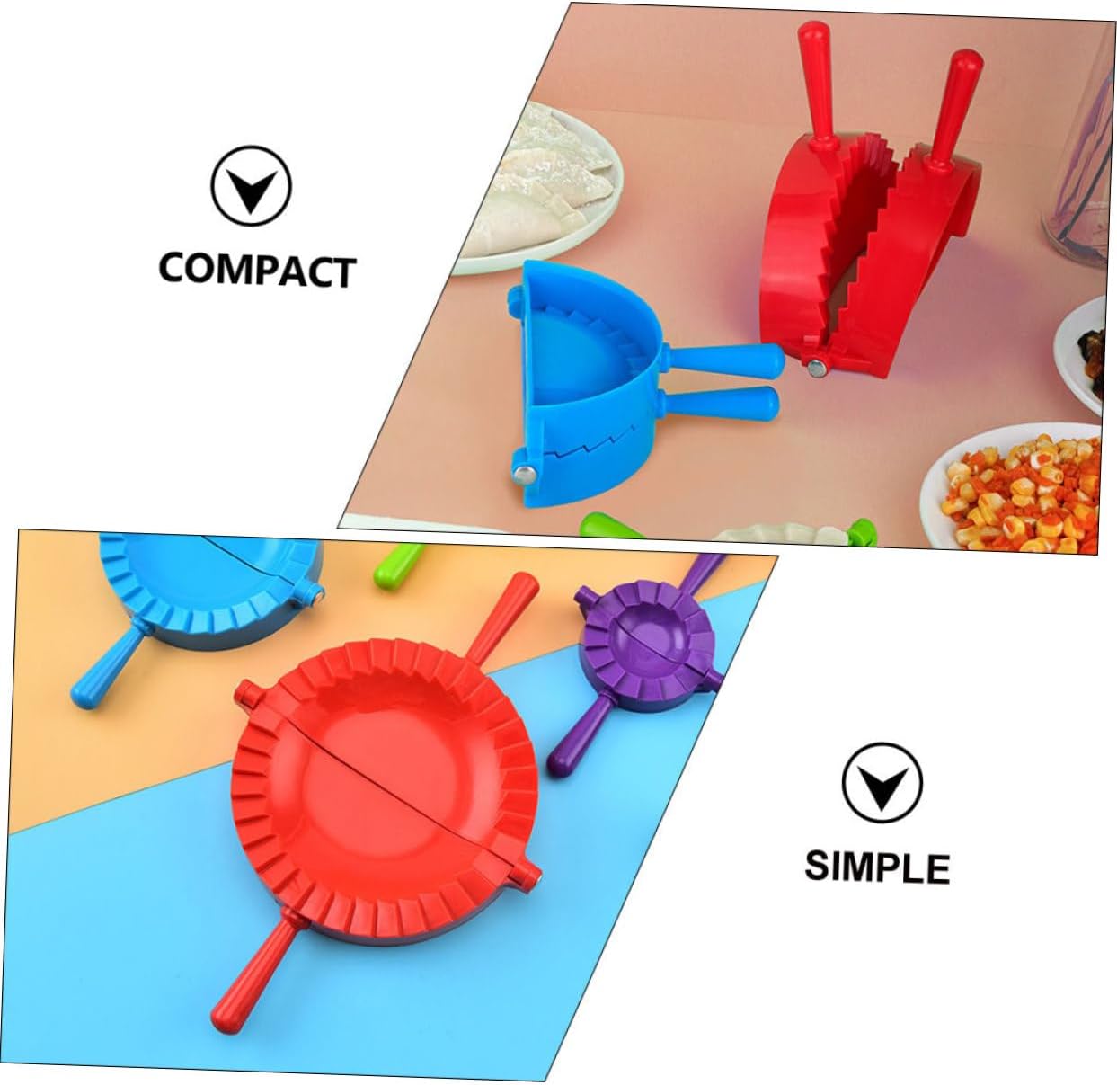 Amosfun 4-Piece Dumpling Maker Set Manual Dumpling Molds Food-Grade PP Easy to Use Suitable for Family Cooking