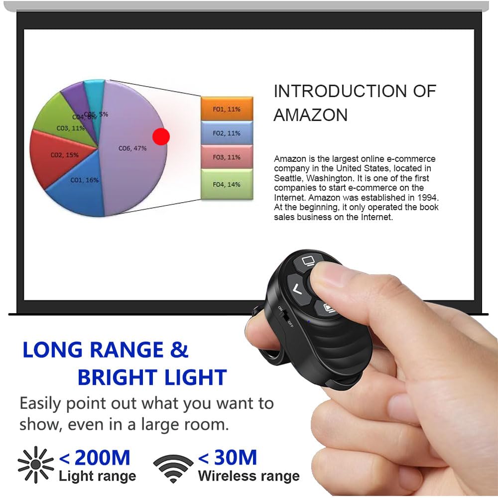 Anneau de Doigt Telecommande Powerpoint Rechargeable Pointeur Presentation USB Type-C 2 en 1 PPT Zapette Wireless Presenter Sans Fils pour Mac iPad PC Portable