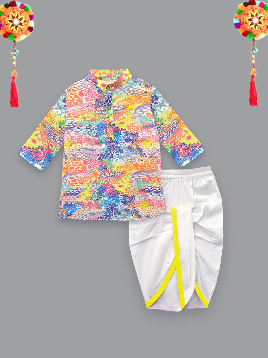 A.T.U.N. (All Things Uber Nice) Multicolor Leopard Print Boys Kurta & Dhoti Set