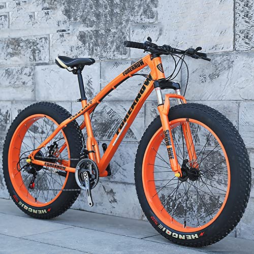 Wmmner Bicicleta de Montaña de 20/24/26 Pulgadas, 7/21/24/27/30 Velocidad Adult Fat Tire Mountain Trail Bike con Cuadro de Acero de Alto Carbono Y Freno de Doble Disco, Suspensión Delantera