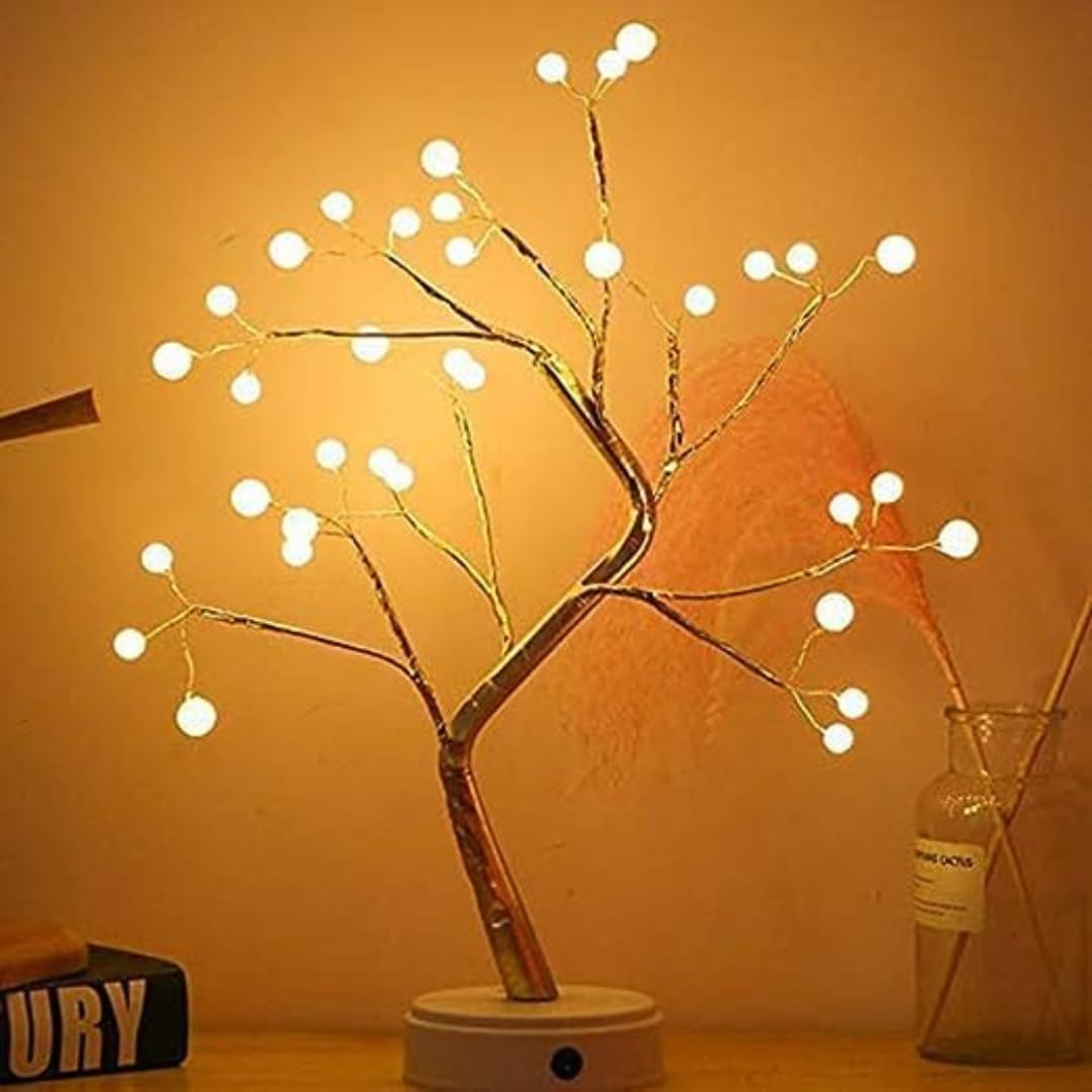 Tree Lights Night Light with Touch Button 36 LED Light's Children's Room Décor Battery & USB Powered Tree Lamps Bedside Disk & Table Lamps for Home Decoration. Christmas Gift,